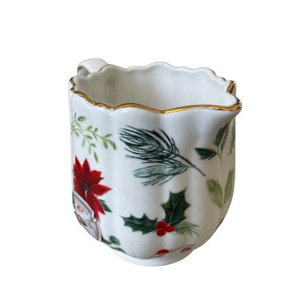 Grace Teaware Christmas Holly Poinsettia Porcelain Sugar & Creamer Set New - Picture 13 of 16